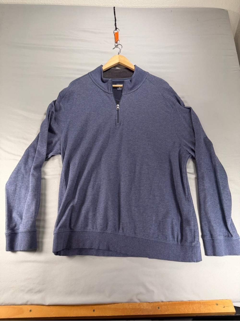 English Laundry Mens XXL 1/4 Zip Sweater Heather Blue Mock Neck Pullover Jacket